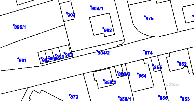Parcela st. 904/2 v KÚ Libušín, Katastrální mapa