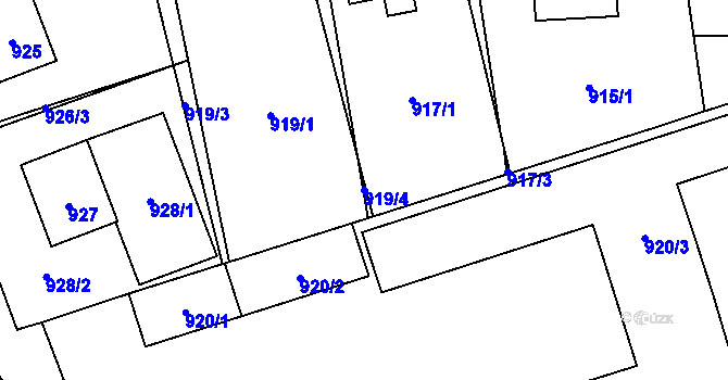 Parcela st. 919/4 v KÚ Libušín, Katastrální mapa