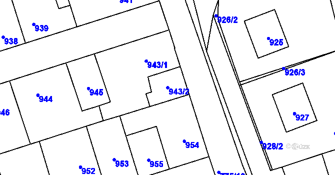 Parcela st. 943/2 v KÚ Libušín, Katastrální mapa
