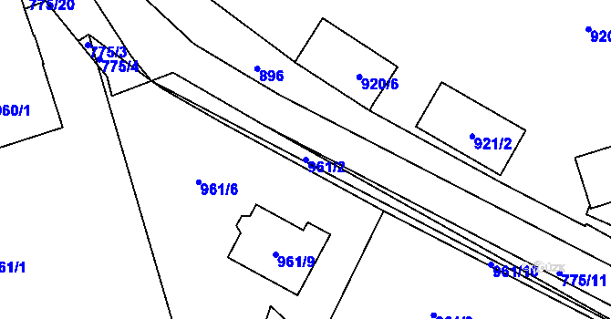 Parcela st. 961/2 v KÚ Libušín, Katastrální mapa