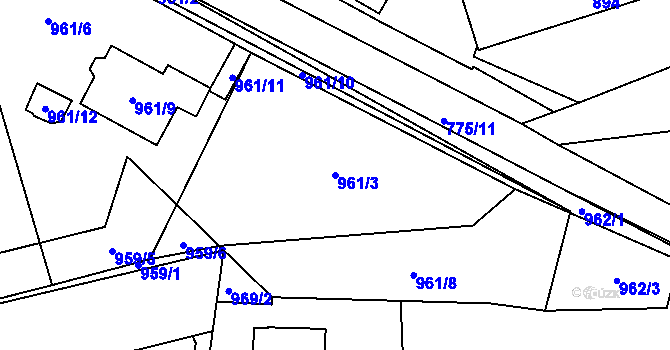 Parcela st. 961/3 v KÚ Libušín, Katastrální mapa