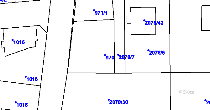 Parcela st. 970 v KÚ Libušín, Katastrální mapa