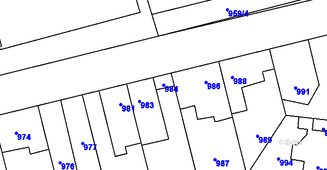 Parcela st. 984 v KÚ Libušín, Katastrální mapa