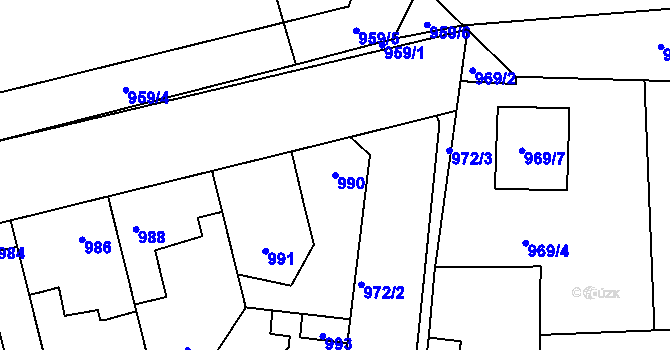 Parcela st. 990 v KÚ Libušín, Katastrální mapa