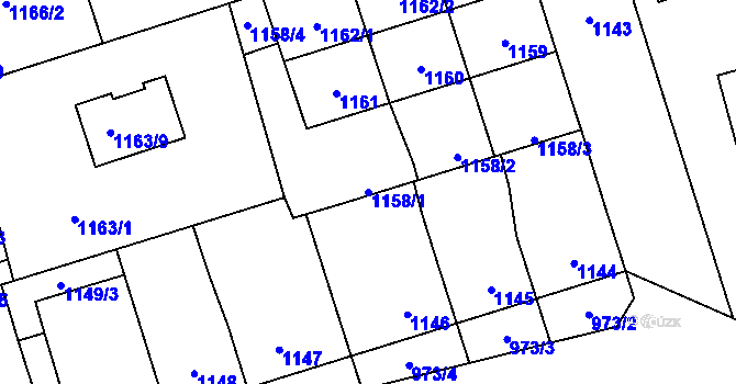 Parcela st. 1158/1 v KÚ Libušín, Katastrální mapa