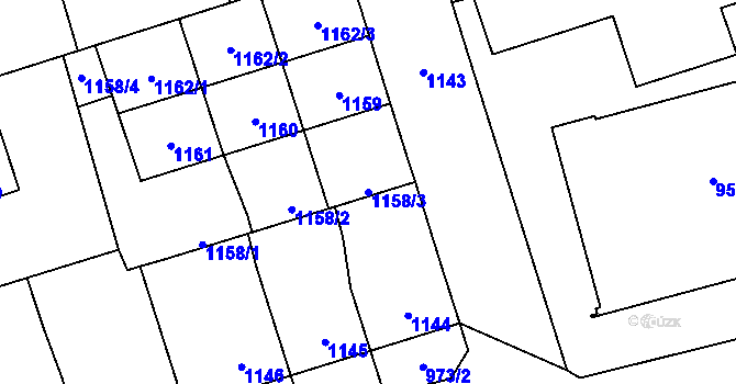 Parcela st. 1158/3 v KÚ Libušín, Katastrální mapa
