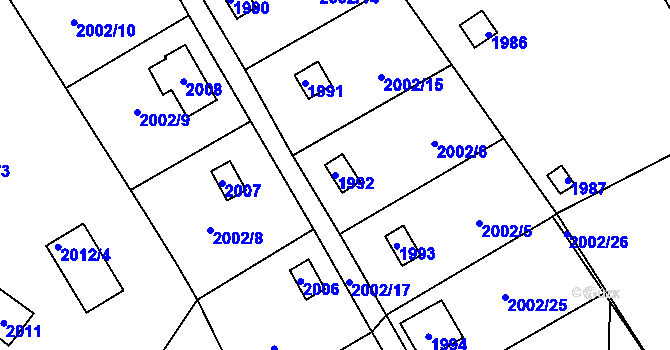 Parcela st. 1992 v KÚ Libušín, Katastrální mapa