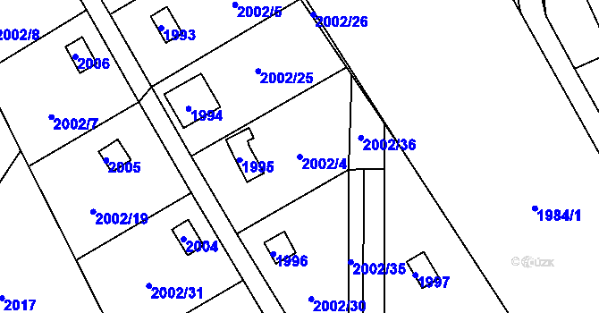 Parcela st. 2002/4 v KÚ Libušín, Katastrální mapa