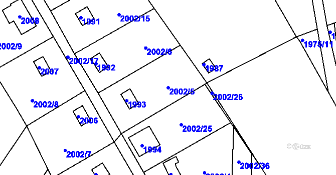 Parcela st. 2002/5 v KÚ Libušín, Katastrální mapa