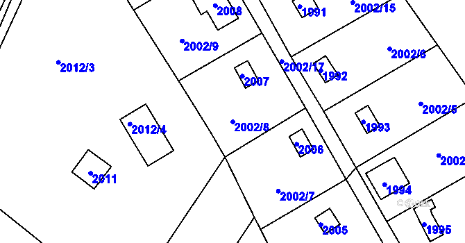 Parcela st. 2002/8 v KÚ Libušín, Katastrální mapa