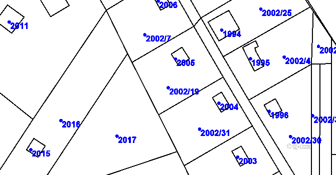 Parcela st. 2002/19 v KÚ Libušín, Katastrální mapa