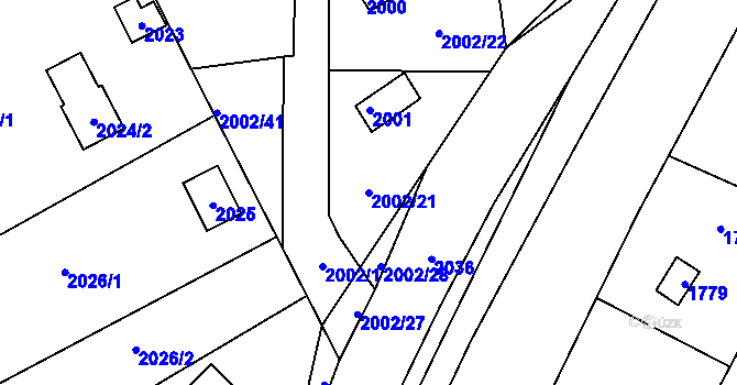 Parcela st. 2002/21 v KÚ Libušín, Katastrální mapa