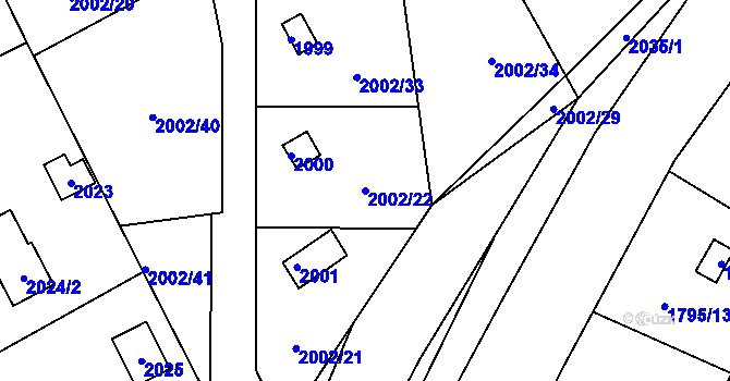 Parcela st. 2002/22 v KÚ Libušín, Katastrální mapa