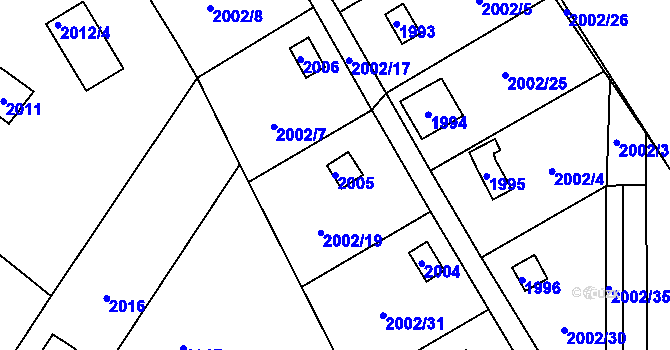 Parcela st. 2005 v KÚ Libušín, Katastrální mapa