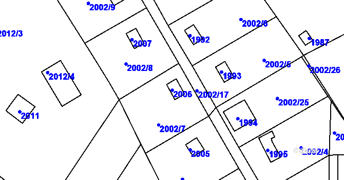 Parcela st. 2006 v KÚ Libušín, Katastrální mapa
