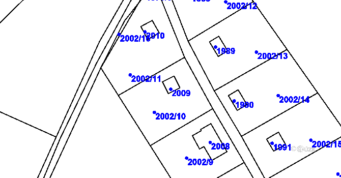 Parcela st. 2009 v KÚ Libušín, Katastrální mapa