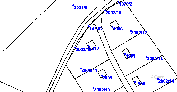 Parcela st. 2010 v KÚ Libušín, Katastrální mapa