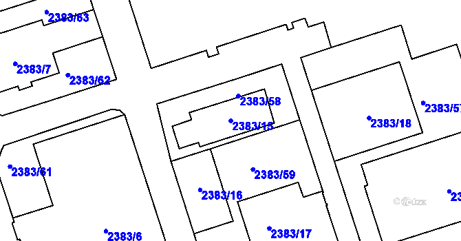 Parcela st. 2383/15 v KÚ Libušín, Katastrální mapa
