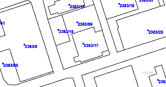 Parcela st. 2383/17 v KÚ Libušín, Katastrální mapa