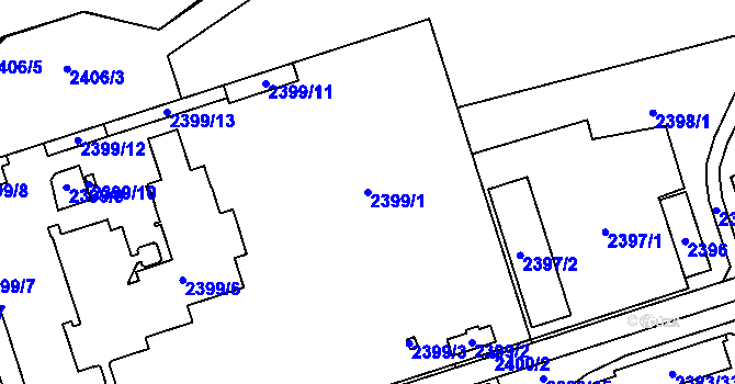 Parcela st. 2399/1 v KÚ Libušín, Katastrální mapa