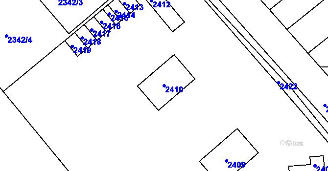 Parcela st. 2410 v KÚ Libušín, Katastrální mapa