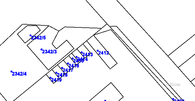 Parcela st. 2412 v KÚ Libušín, Katastrální mapa