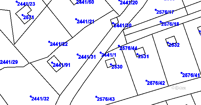 Parcela st. 2441/1 v KÚ Libušín, Katastrální mapa