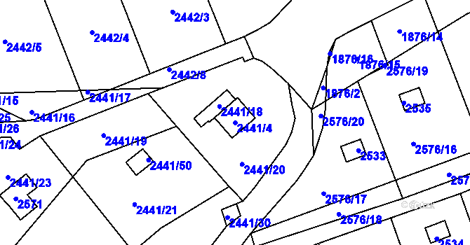 Parcela st. 2441/4 v KÚ Libušín, Katastrální mapa