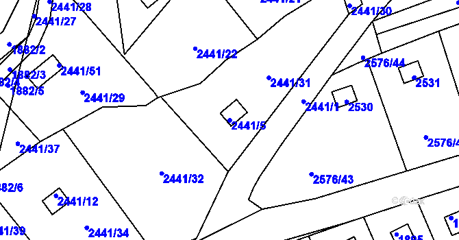 Parcela st. 2441/5 v KÚ Libušín, Katastrální mapa