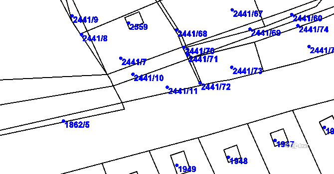 Parcela st. 2441/11 v KÚ Libušín, Katastrální mapa
