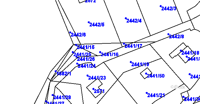 Parcela st. 2441/16 v KÚ Libušín, Katastrální mapa