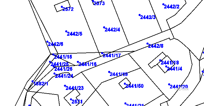 Parcela st. 2441/17 v KÚ Libušín, Katastrální mapa