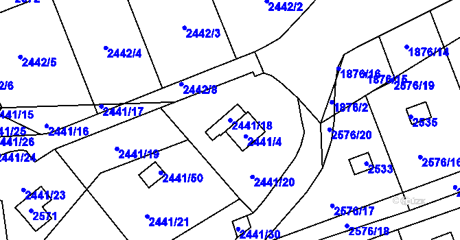 Parcela st. 2441/18 v KÚ Libušín, Katastrální mapa