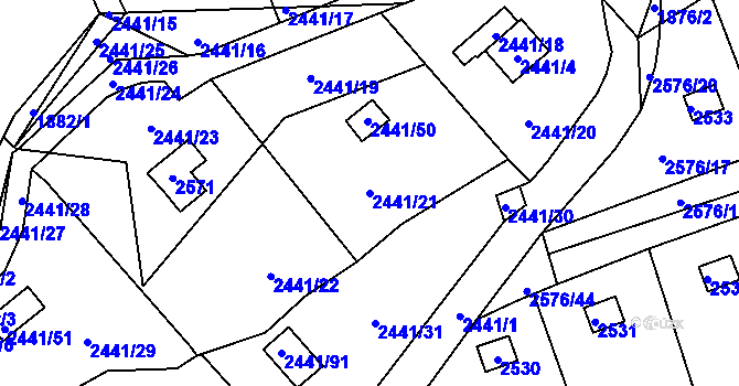 Parcela st. 2441/21 v KÚ Libušín, Katastrální mapa