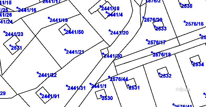Parcela st. 2441/30 v KÚ Libušín, Katastrální mapa