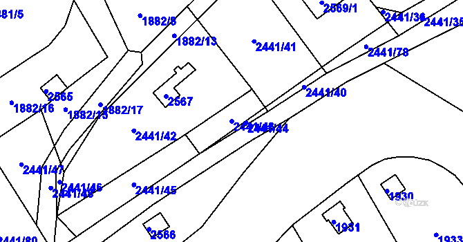Parcela st. 2441/43 v KÚ Libušín, Katastrální mapa