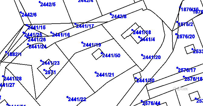 Parcela st. 2441/50 v KÚ Libušín, Katastrální mapa