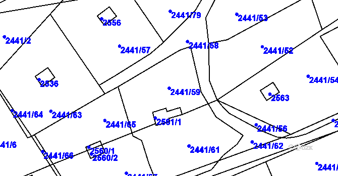 Parcela st. 2441/59 v KÚ Libušín, Katastrální mapa