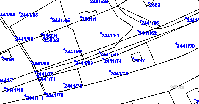Parcela st. 2441/60 v KÚ Libušín, Katastrální mapa
