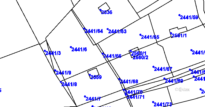 Parcela st. 2441/66 v KÚ Libušín, Katastrální mapa