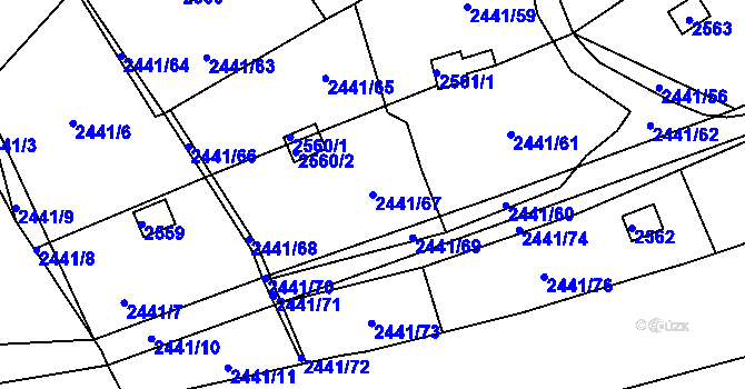 Parcela st. 2441/67 v KÚ Libušín, Katastrální mapa