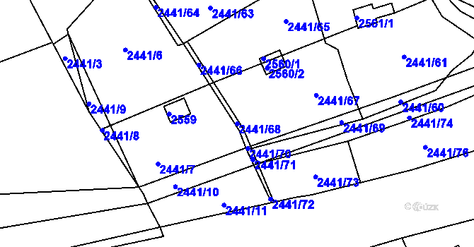 Parcela st. 2441/68 v KÚ Libušín, Katastrální mapa