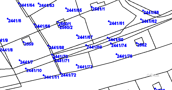Parcela st. 2441/69 v KÚ Libušín, Katastrální mapa