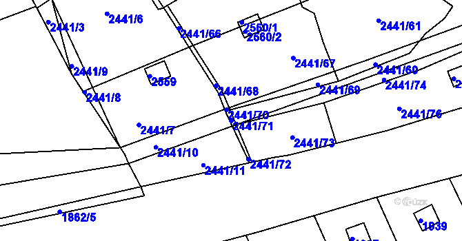 Parcela st. 2441/71 v KÚ Libušín, Katastrální mapa