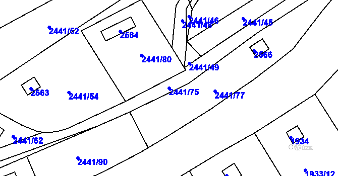 Parcela st. 2441/75 v KÚ Libušín, Katastrální mapa