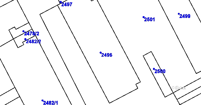 Parcela st. 2496 v KÚ Libušín, Katastrální mapa