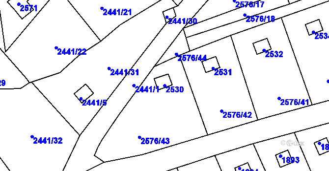 Parcela st. 2530 v KÚ Libušín, Katastrální mapa