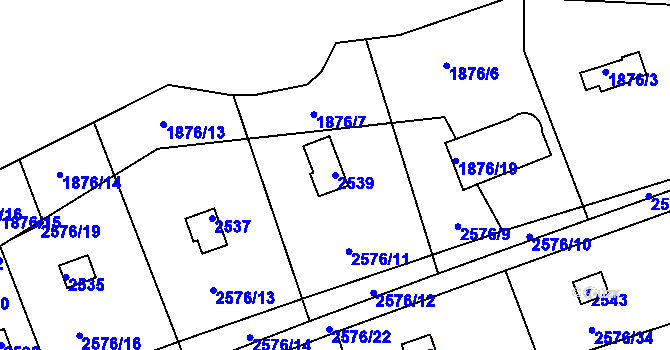 Parcela st. 2539 v KÚ Libušín, Katastrální mapa