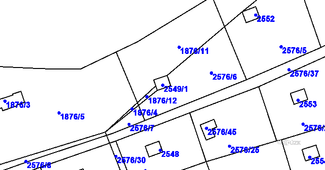 Parcela st. 2549/1 v KÚ Libušín, Katastrální mapa
