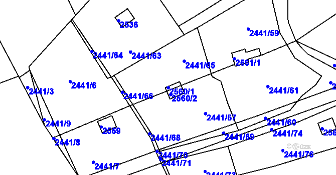 Parcela st. 2560/1 v KÚ Libušín, Katastrální mapa